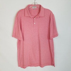 Peter Millar Crown Soft Pink Striped Polo Shirt Mens Size Large